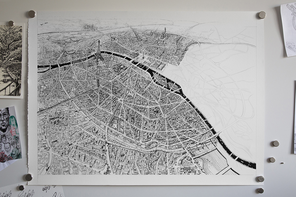 Hyper Detailed Pencil Drawing of Paris-10
