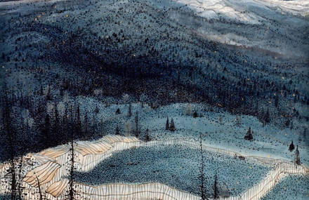 Landscapes Paintings Made With Lines and Dots