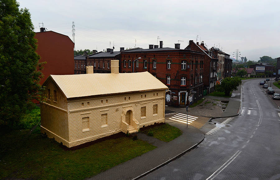 Old Building Totally Recovered with Gold Wallpaper