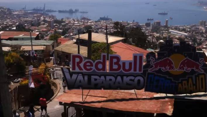 Urban Mountain Biking in Valparaiso Filmed by a Drone