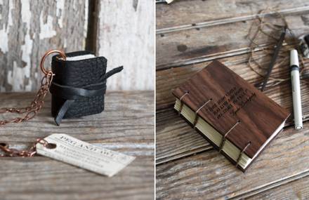 Handcrafted Journals and Tiny Book Necklaces