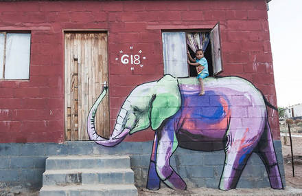 Playful & Positive Elephant Street-Art in South Africa