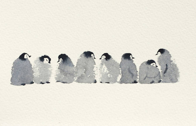 Cute Penguins Watercolor