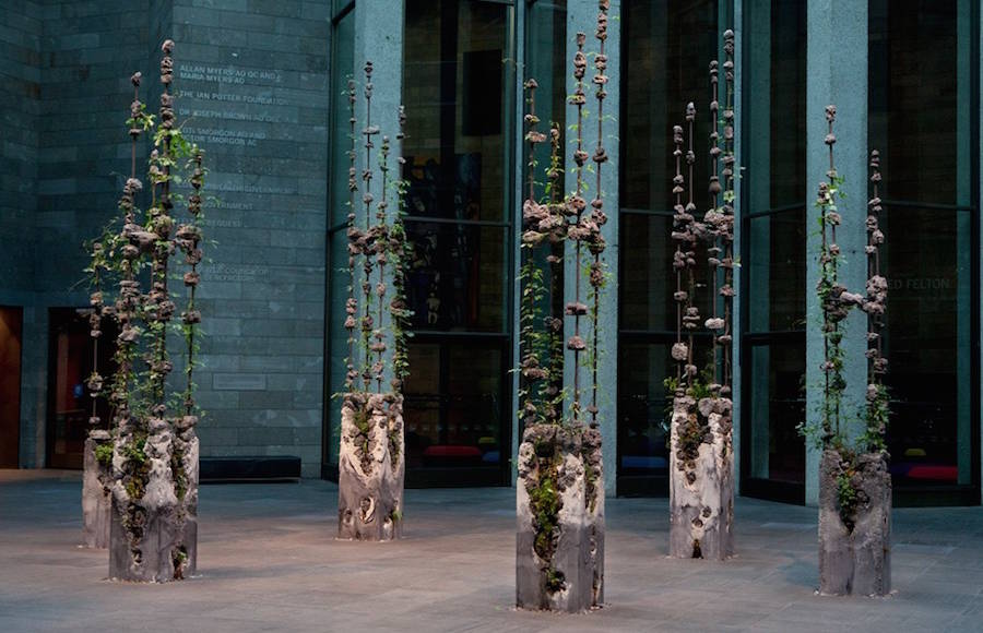 Sculptural Installations made of Concrete and Plants