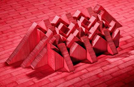 Architectural Sculptures Made from Gum Sticks