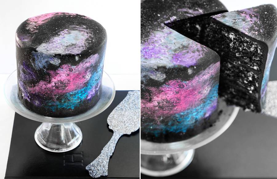 Amazing Black Velvet Nebula Cake