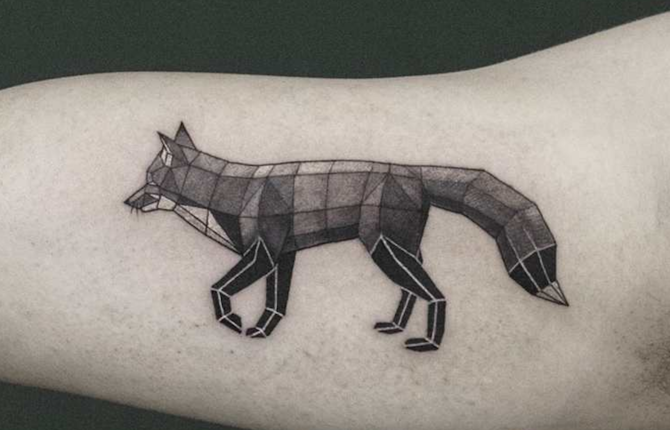 Geometric Wildlife Black and White Tattoos