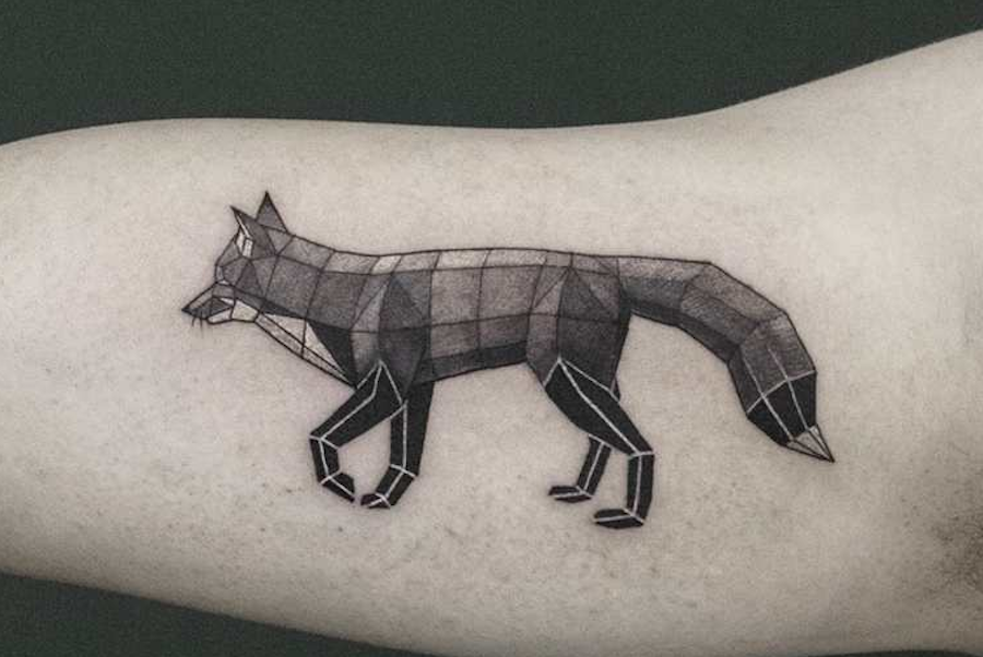 Geometric Wildlife Black and White Tattoos1