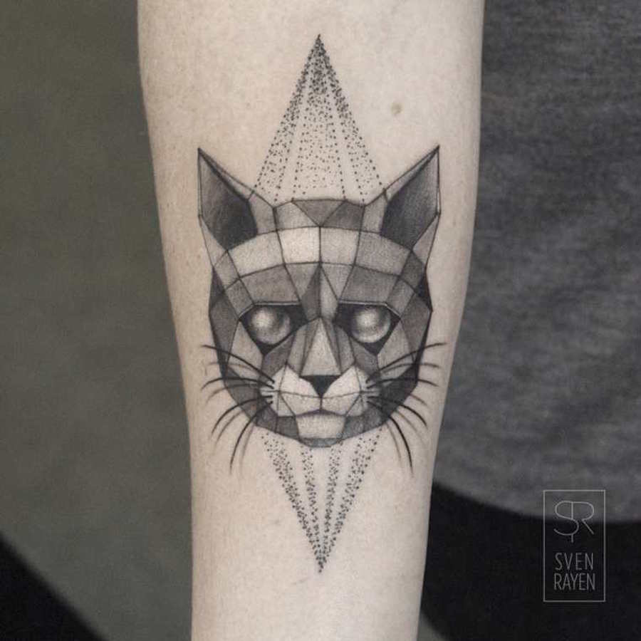 Geometric Wildlife Black and White Tattoos15