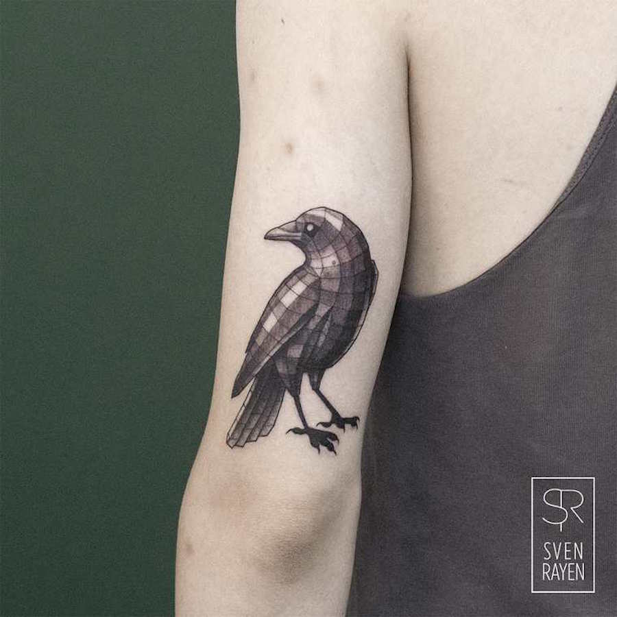 Geometric Wildlife Black and White Tattoos22