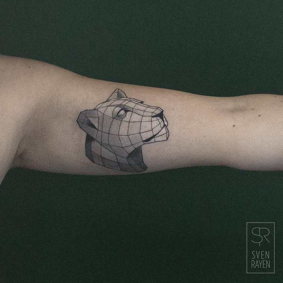 Geometric Wildlife Black and White Tattoos27