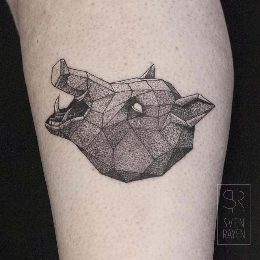 Geometric Wildlife Black and White Tattoos3