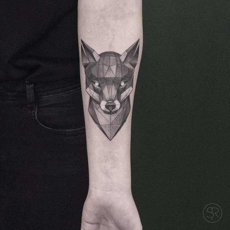 Geometric Wildlife Black and White Tattoos7
