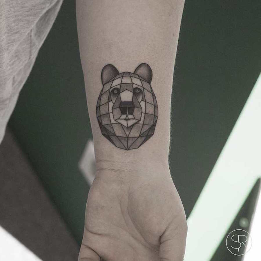 Geometric Wildlife Black and White Tattoos8
