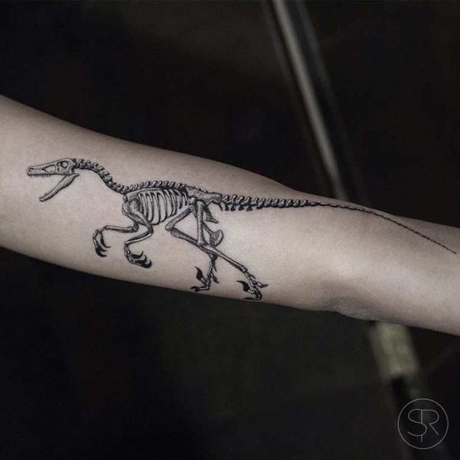Geometric Wildlife Black and White Tattoos9