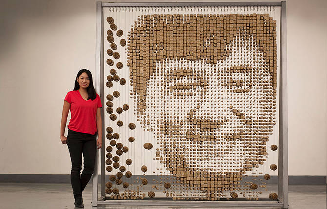 Jackie Chan Portrait Made of Chopsticks