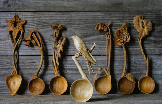 Wooden Spoons Carved in Form of Animals