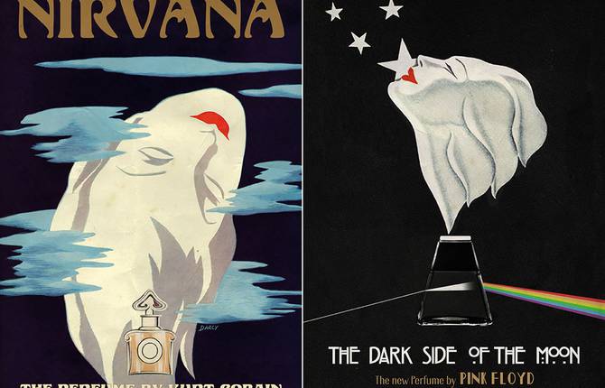 Famous Albums Revisited as Vintage Perfumes Ads