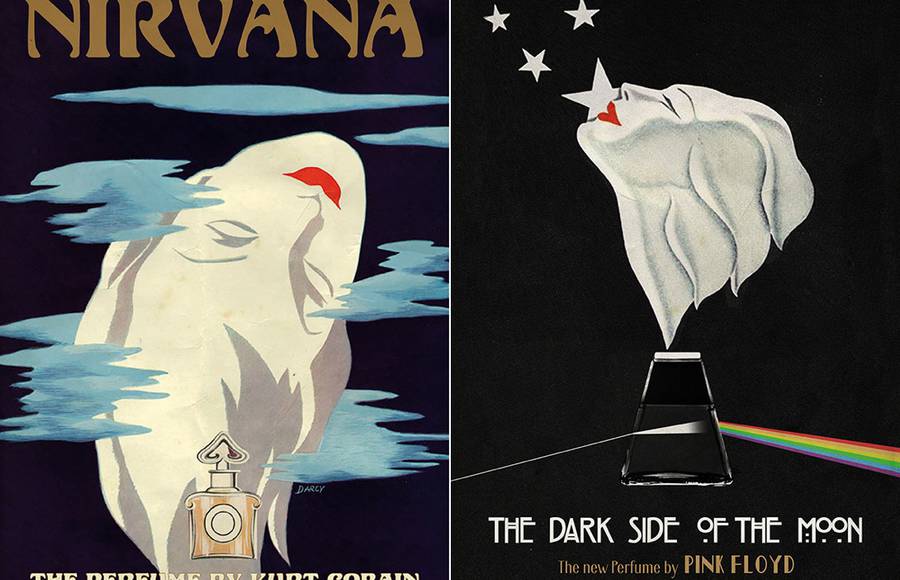 Famous Albums Revisited as Vintage Perfumes Ads