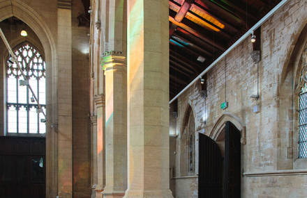 Colorful Mirror Installation on a Former Church Floor