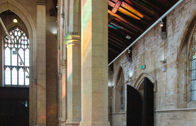 Colorful Mirror Installation on a Former Church Floor