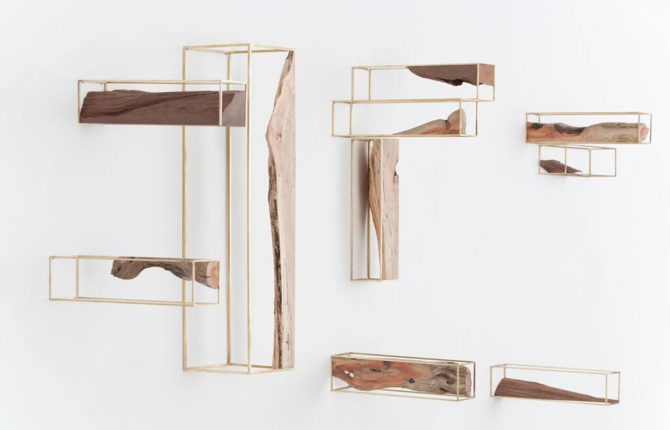Architectural Pieces of Raw Wood Installation