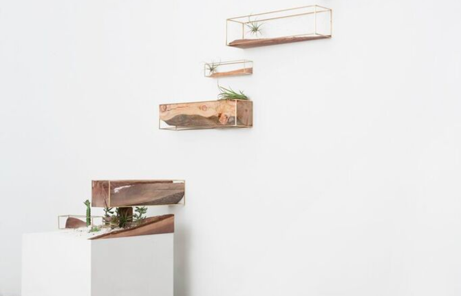 Architectural Pieces of Raw Wood Installation