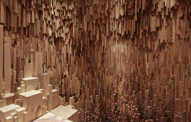 Wooden Cave Installation Featuring 10 000 Carved Tree Species