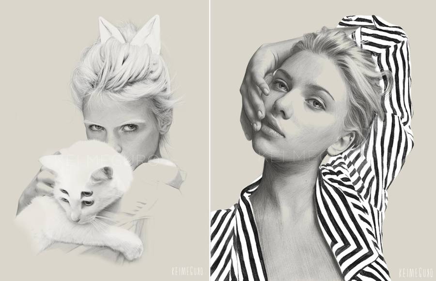 Amazing Pencil Drawings of Fashion Girls by Kei Meguro