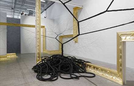 Golden Frames & Black Ropes Installation