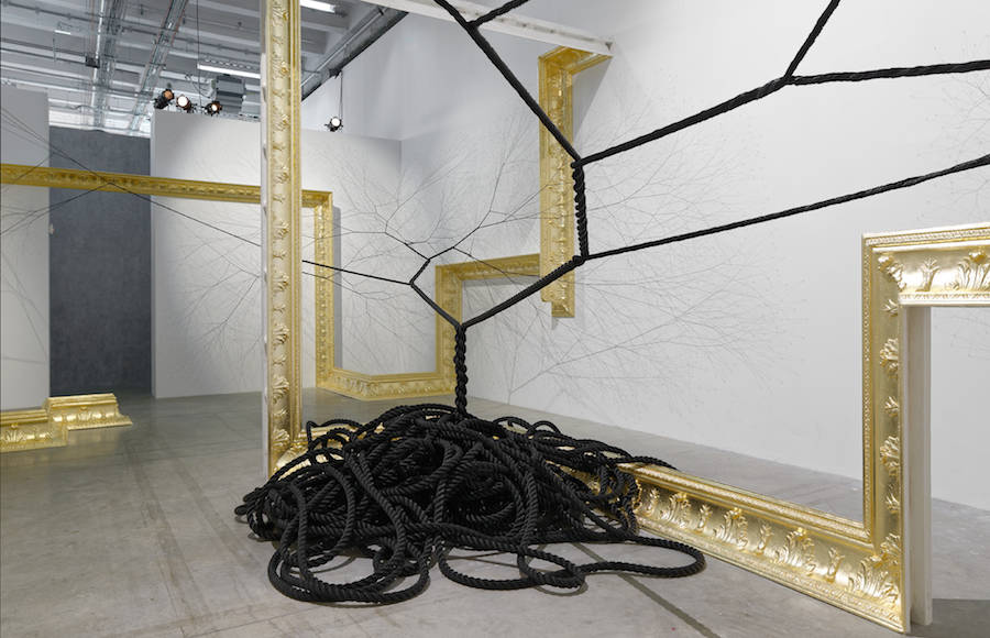 Golden Frames & Black Ropes Installation