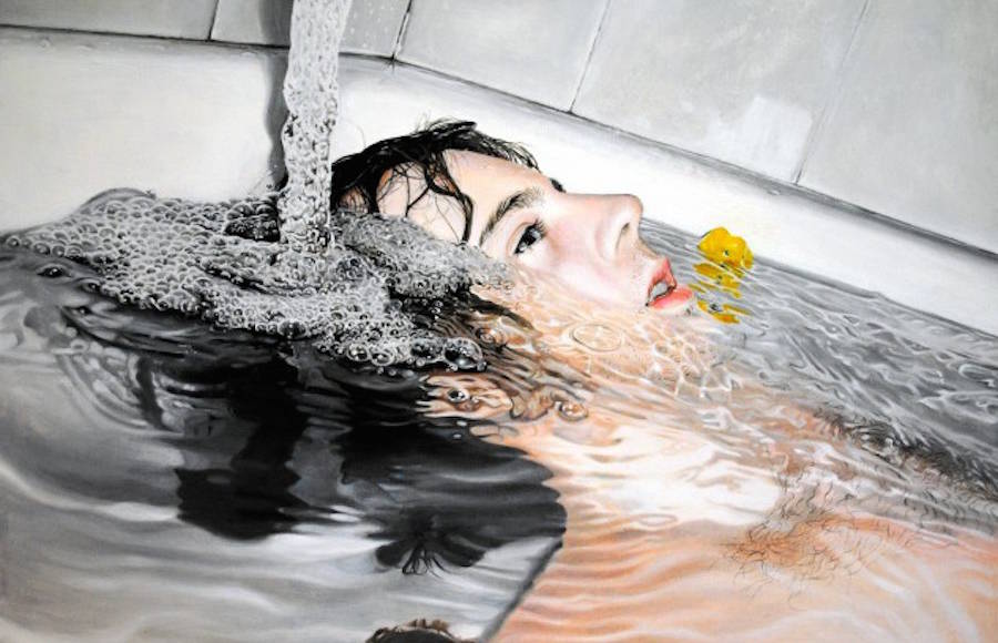 People and Water Photorealistic Paintings