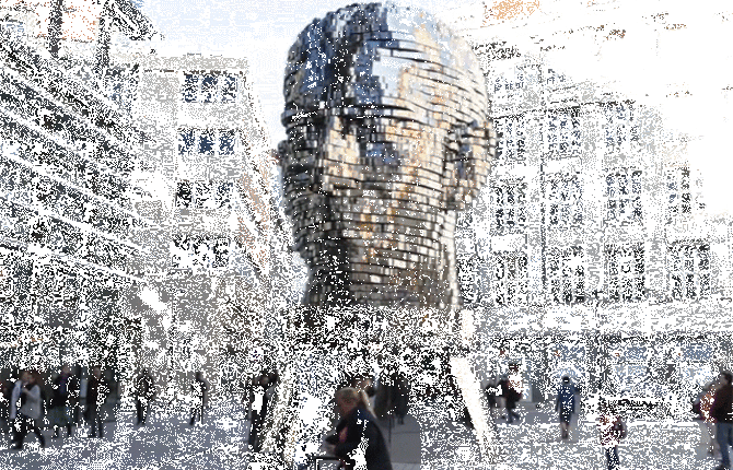 Rotating 42-Layer Sculpture of Franz Kafka