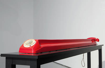 Long Red Vintage Phone Sculpture