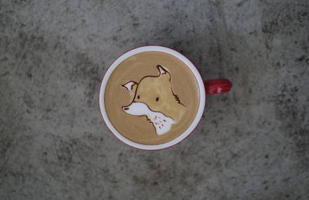 Cute Drawings on Coffee Foam