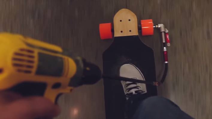 Amazing Drill-Powered Skateboard