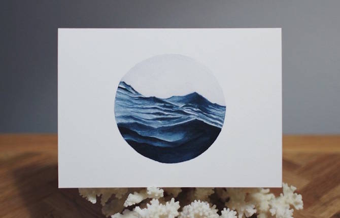 Poetic Ocean Watercolor Painting