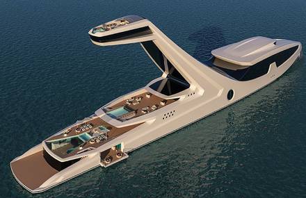 Luxury Yacht Concept Featuring a High Terrace Platform