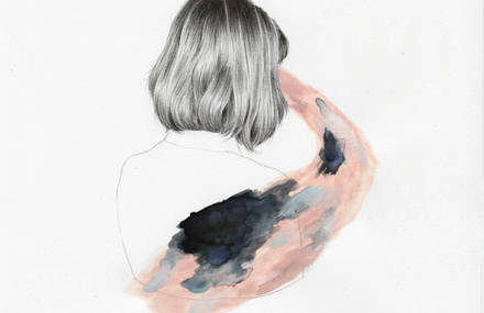 Delicate Illustrations of Girls in a Tornado of Abstract Colors