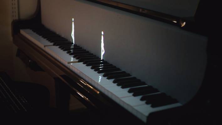 Spectral Animated Characters Playing Piano with their Footsteps