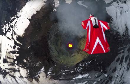 Wingsuit Flight Over An Active Volcano