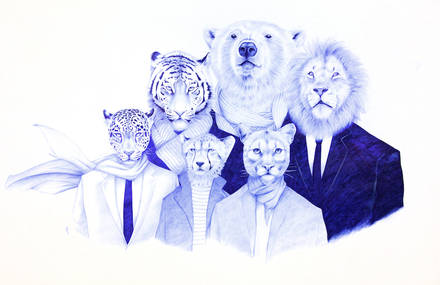 Realistic Pen Illustrations of Half-Men Half-Animals