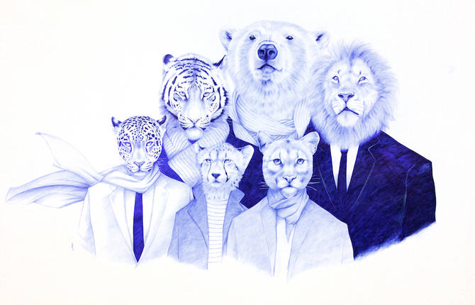 Realistic Pen Illustrations of Half-Men Half-Animals