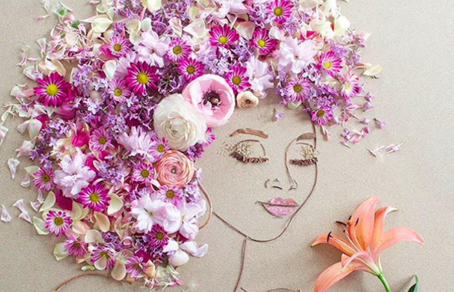 Delicate Portraits entirely made of Plants and Flowers