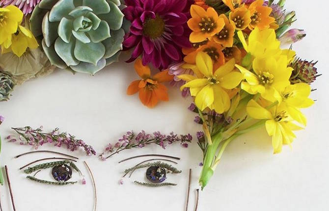 Delicate Portraits entirely made of Plants and Flowers