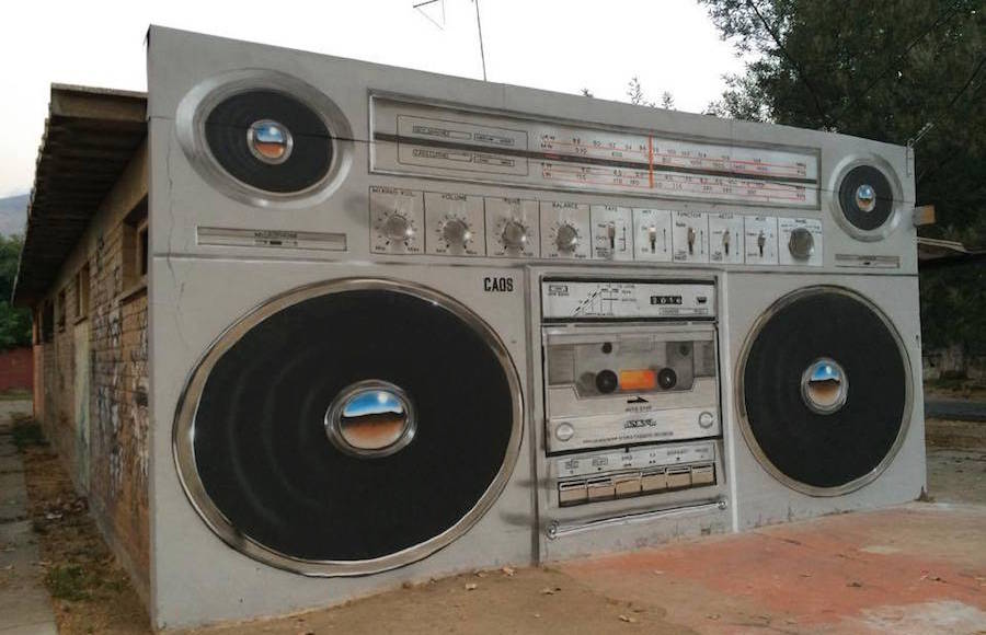 Giant Boombox Mural in Chile