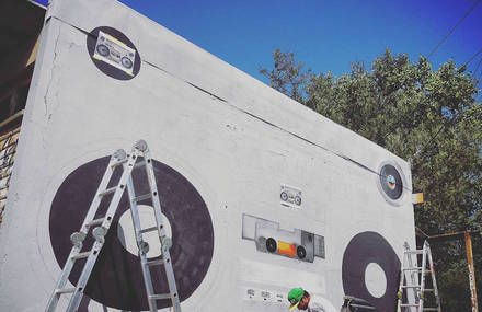 Giant Boombox Mural in Chile