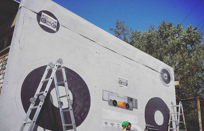 Giant Boombox Mural in Chile
