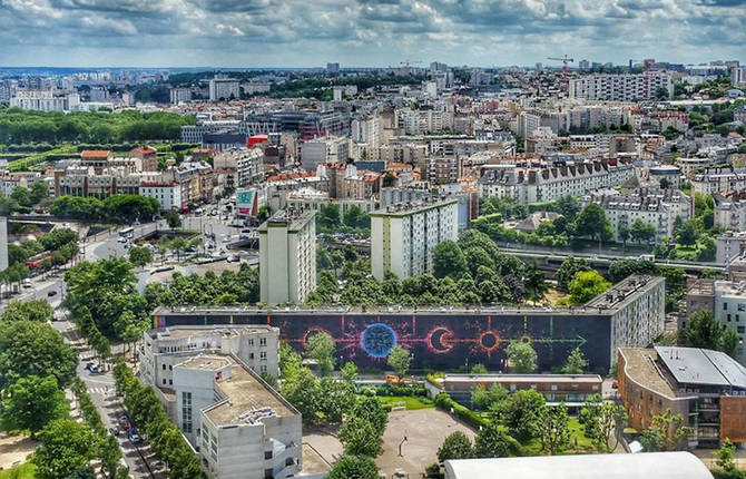 Mind-Blowing Mural Made with Origami Birds in Paris