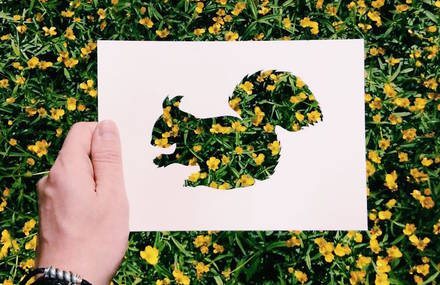 Animal Paper Silhouettes Juxtaposed with Nature